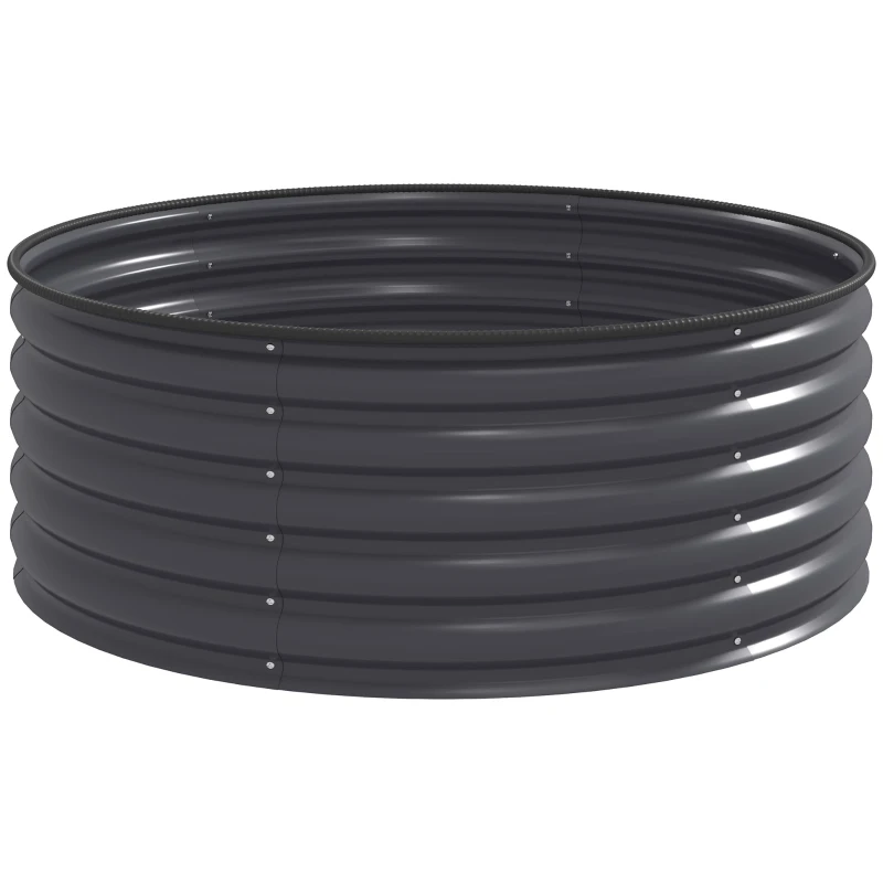 Outsunny pat de flori din oțel galvanizat, cu margini de siguranță și bază deschisă, 120x120x43 cm, gri închis