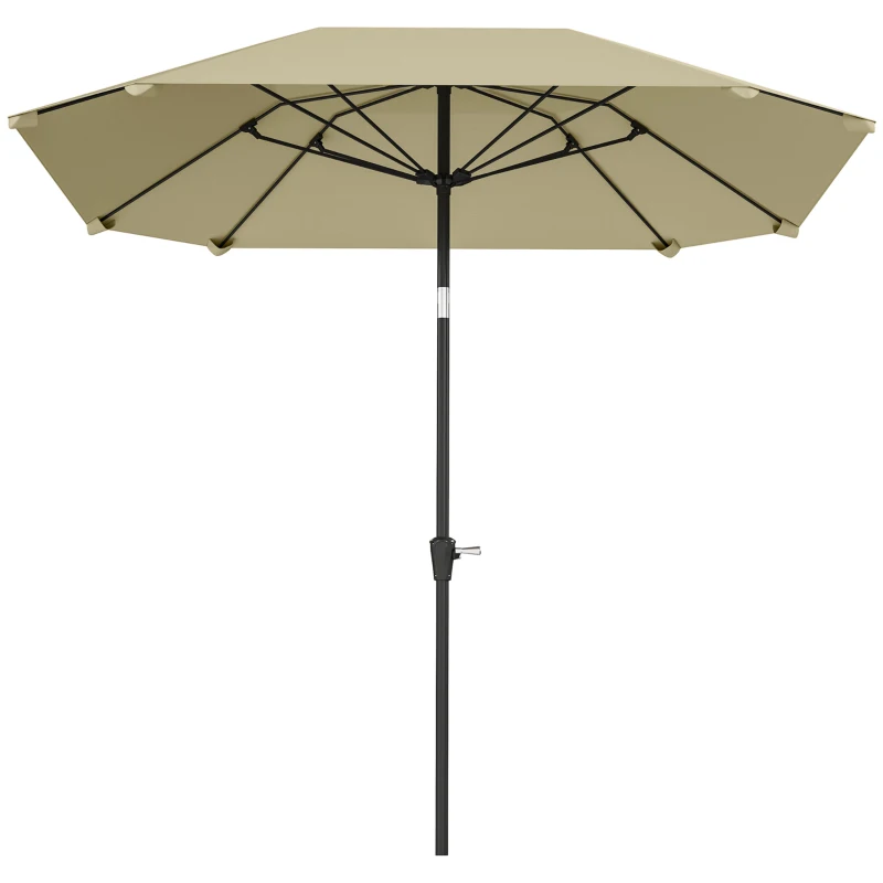 Outsunny Umbrelă de soare de 2,3 m fără bază, umbrelă de terasă reglabilă cu manivelă, poliester, aluminiu, fibră de sticlă, bej