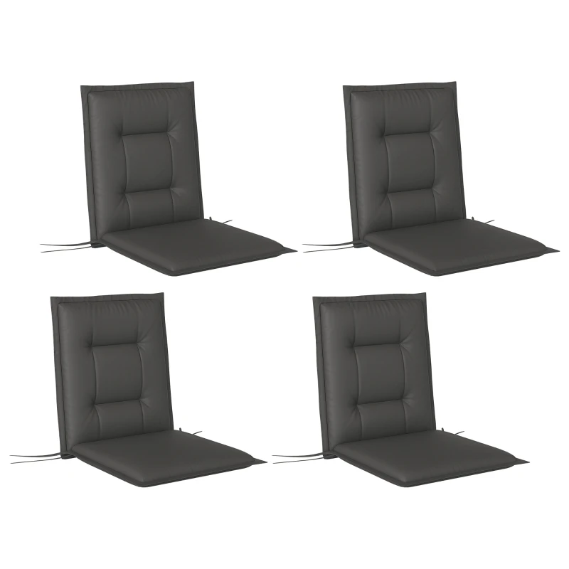 Outsunny Set de 4 perne de scaun 108 x 50 x 5 cm, perne de scaun cu curele pentru interior și exterior, gri închis