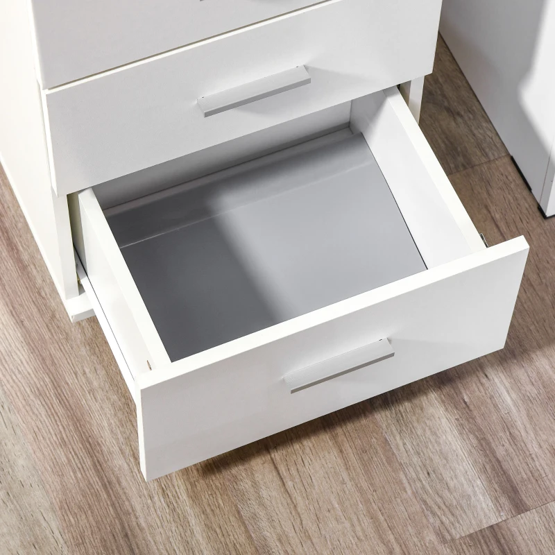 HOMCOM Corp de Birou Depozitare Birou pe Roți 3 Sertare Blocabile 40 x 40 x 61,5 cm Alb