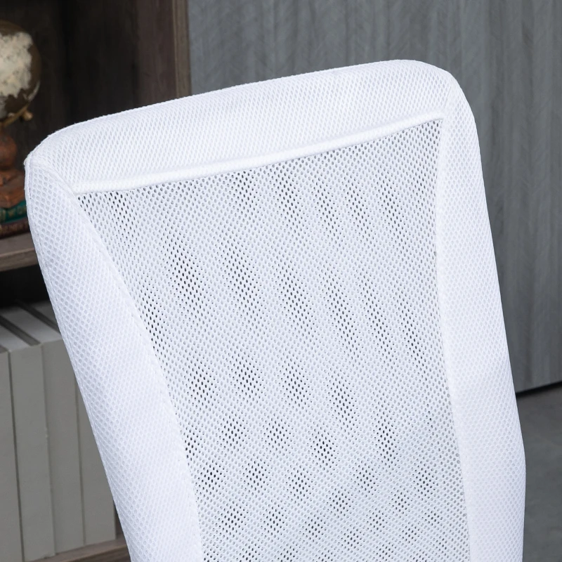 Vinsetto Scaun de birou ergonomic înălțime reglabilă picior cromat pivotant 360° îmbrăcăminte plasă albă