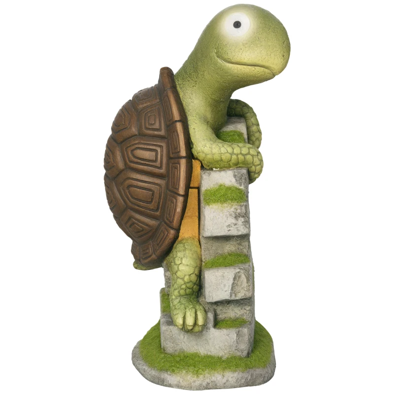 Outsunny Figurină de Grădină "Broască Țestoasă Mică", Decorațiune de Grădină, rezistentă la intemperii, inclusiv lumină solară