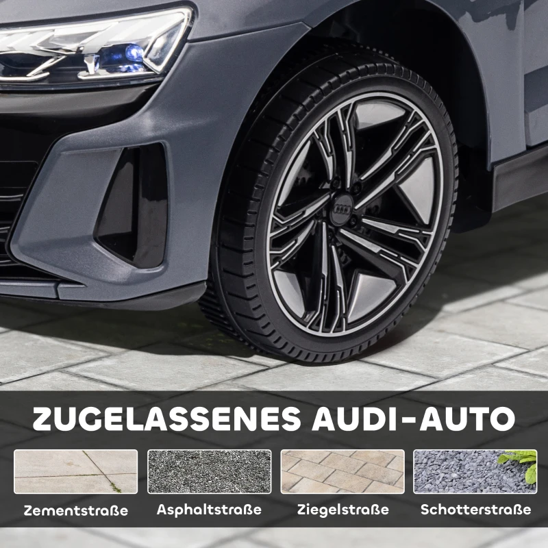 HOMCOM Automobil electric pentru copii cu telecomandă, centură de siguranță, claxon, muzică, faruri, până la 5 km/h, 3-5 ani, Gri