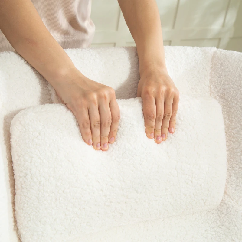 HOMCOM Poltrona Imbottita con Base Girevole e Telaio in Metallo, 86,5x74x102 cm, Crema