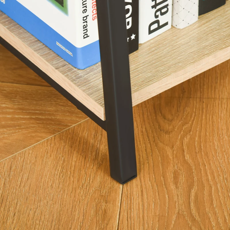 HOMCOM Bibliotecă bibliotecă de stil industrial înclinat 5 Niveluri 70L x 35l x 150H cm Culoare lemn stejar deschis Negru