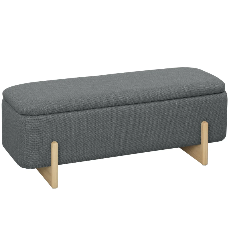 HOMCOM Bancă de depozitare, căptușită cu spumă, aspect de in, 111 x 44 x 44,5 cm, gri închis