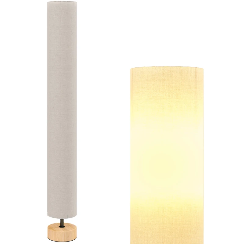 HOMCOM Lampadar de coloana din in pentru sufragerie cu comutator pe picior, 2 x soclu E27, 120 cm, bej