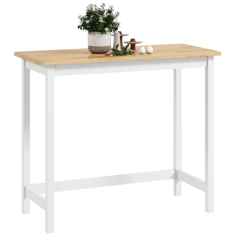 HOMCOM Bartbord, Aspect de stejar, compact, spatiu pentru 2 persoane, Lemn de Caucaic+ Alb