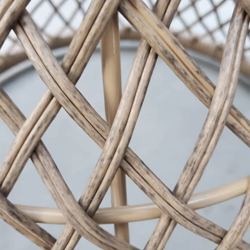 Outsunny Masă de cafea Boho design, placă de sticlă, PE-Rattan, 45 cm x 45 cm x 52 cm, Natural