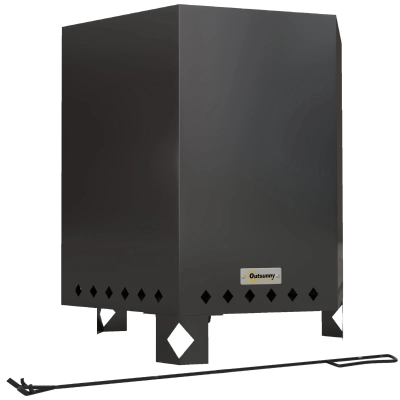 Outsunny Focar Focar Tăcere, inclusiv cu croșetă, 45 x 38,8 x 46,5 cm, Argintiu + Negru