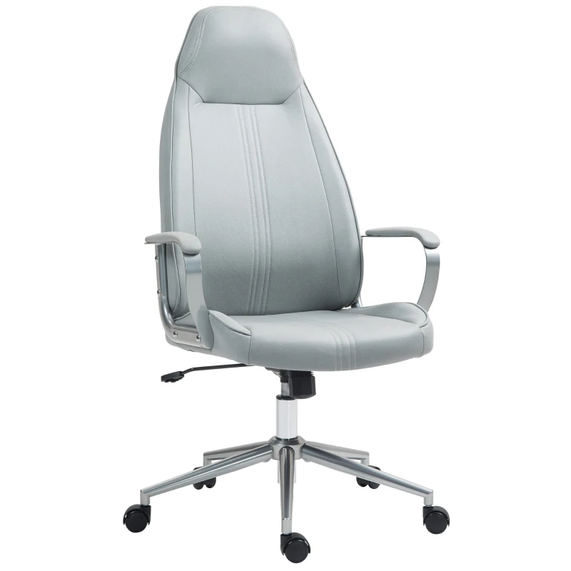 HOMCOM Fotoliu birou fauteuil de birou înălțime reglabilă funcție de balans cu rotile pivotante 68 x 65 x 119-128,5 cm gri