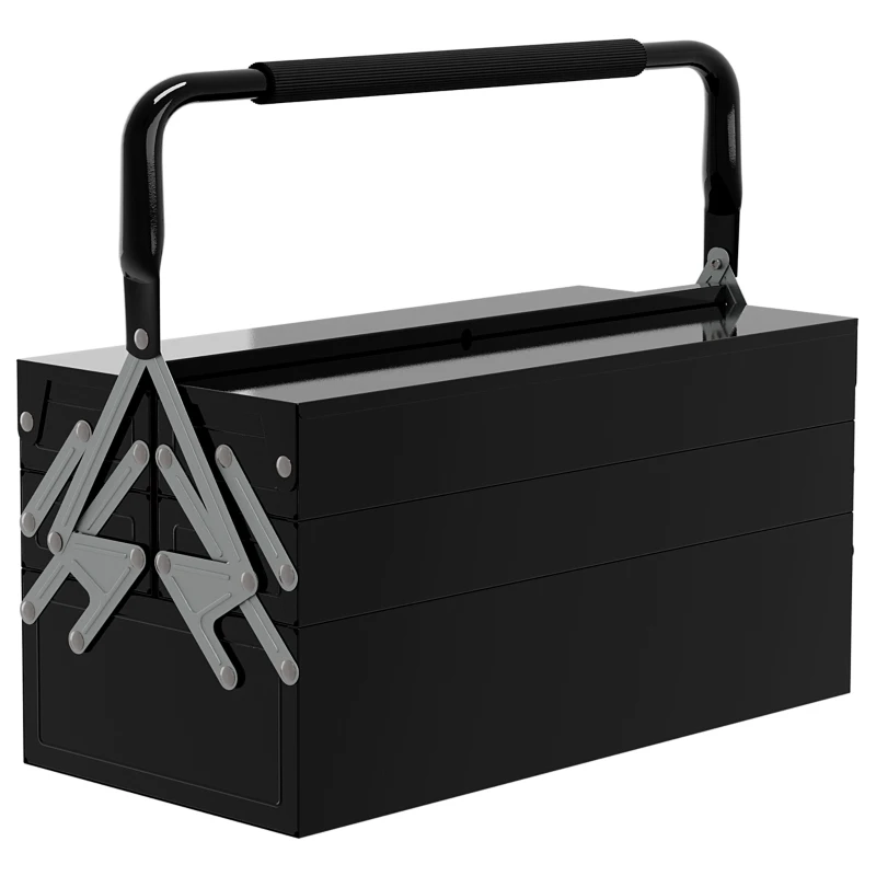 DURHAND Cutie de scule metalică - coffret de scule - cutie de scule 3 nivele 5 tăvi retractabile - oțel negru