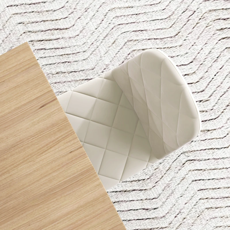 HOMCOM Set de 4 scaune de masa capitonate cu spătar înalt, picioare din oțel și material textil, crem