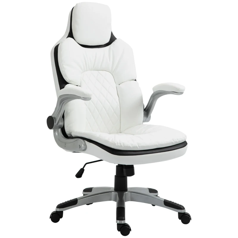 Scaun de birou ergonomic Vinsetto cu suporturi pentru brațe rabatabile, scaun de birou cu înălțime reglabilă și funcție de balans, scaun căptușit gros cu suport pentru brațe reglabil 69 x 67 x 113-121 cm