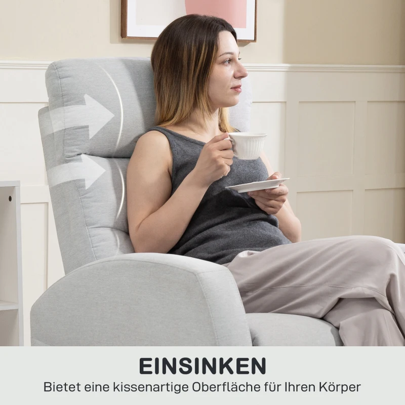 HOMCOM Fotoliu relaxant reglabil cu suport pentru picioare, fotoliu tapițat modern, Gri deschis