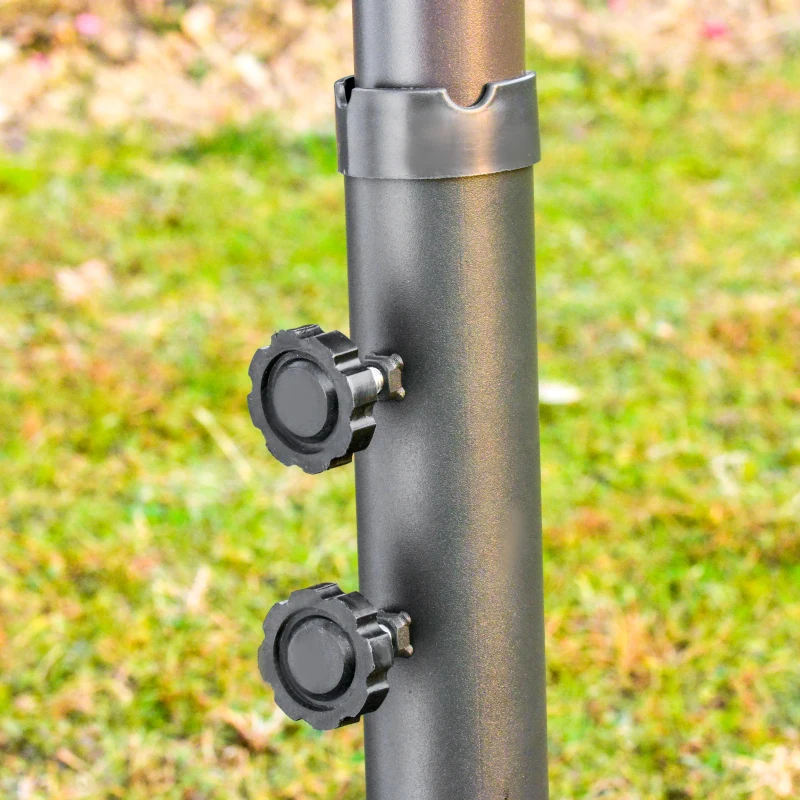 Outsunny Umbrelă de grădină exterioară, umbrelă dublă rectangulară 4,6L x 2,7l x 2,4H m cu deschidere și închidere cu manivelă, saci de greutate și bază incluse, pentru balcon, piscină, gri