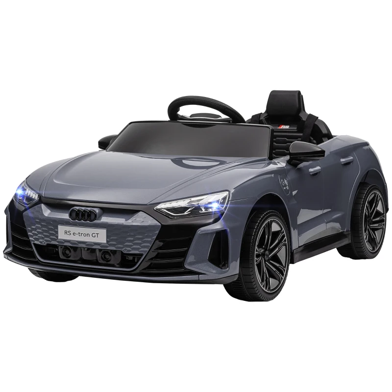 HOMCOM Automobil electric pentru copii cu telecomandă, centură de siguranță, claxon, muzică, faruri, până la 5 km/h, 3-5 ani, Gri