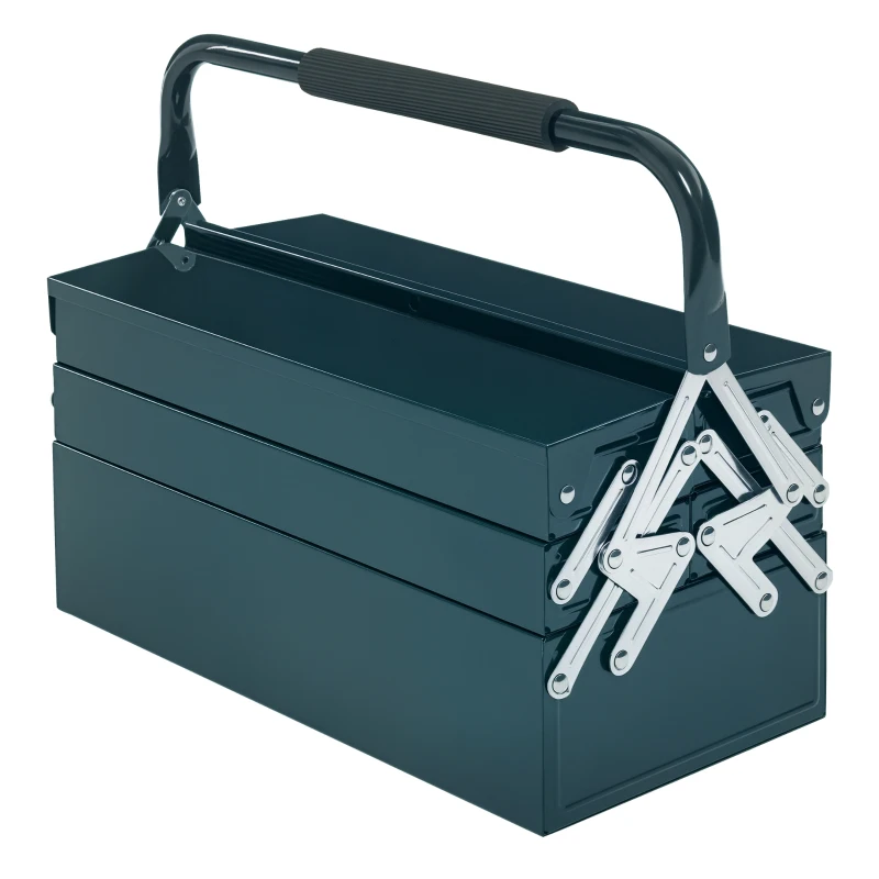 DURHAND Cutie de unelte Caseta de unelte Montaj Cufăr de unelte gol economisire spațiu cu 5 rafturi pliante stabil Oțel (SPCC) Verde închis 45 x 20 x 34,5 cm
