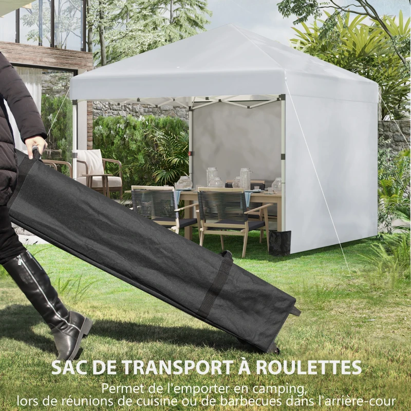 Outsunny Tonela barnum de grădină pop-up pliant reglabilă în înălțime protecție UV 30+ 2 pereți laterali sac de transport inclus