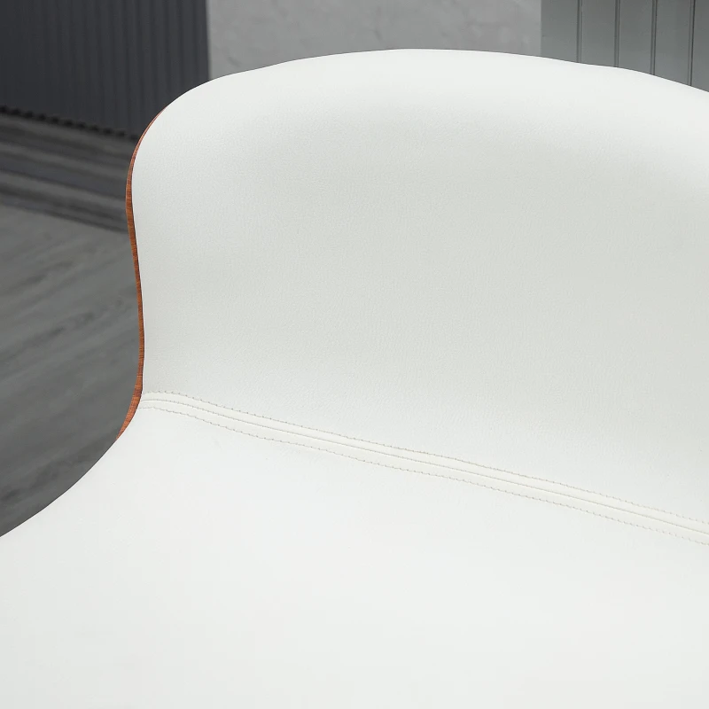 HOMCOM Set de 2 Taburet de Bar Design Contemporan Înălțime scaun reglabilă 64-85 cm rotativ 360° acoperire sintetică Crem Imitație Lemn