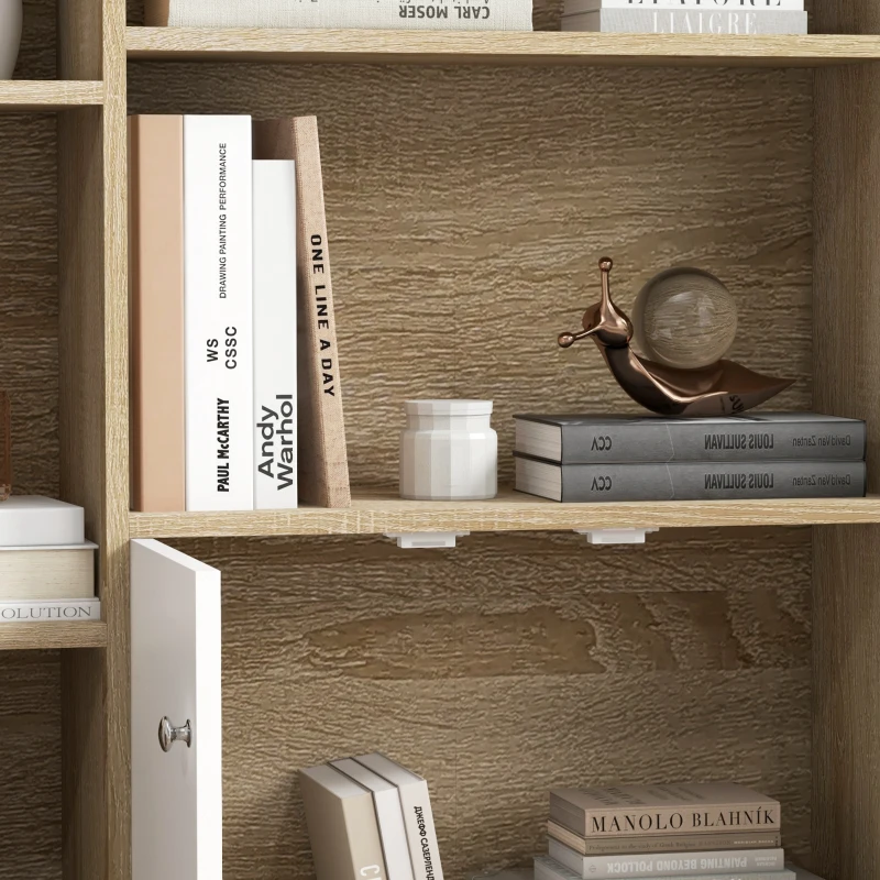 HOMCOM Bibliotecă scandinavă mobilier de depozitare dim. 80L x 23,5l x 123H cm 5 nișe ușă placard 2 picioare subțiri inclinate