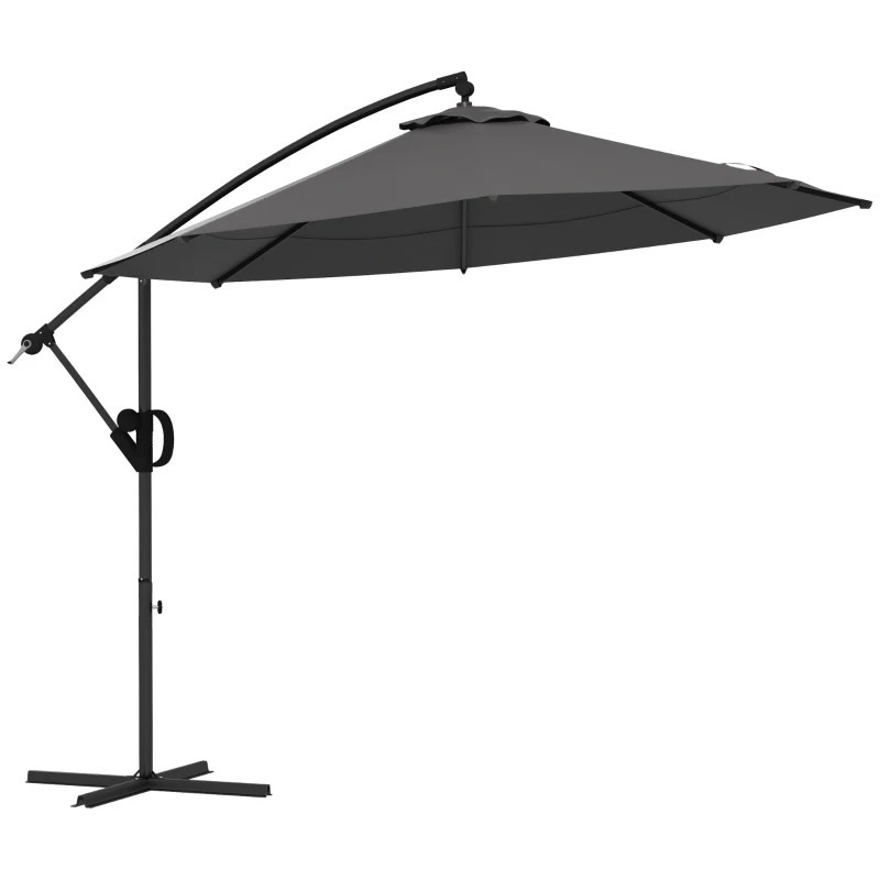 Outsunny Umbrelă de soare cu suspensie, inclusiv bază în formă de cruce, 293 x 293 x 260 cm, Gri