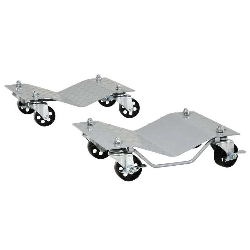 DURHAND Cărucioare de manipulare pentru mașini set de 2 cărucioare cu roți pentru mutarea mașinii 40,5 x 30 x 13,5 cm gri
