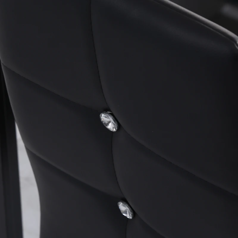 HOMCOM Joc de 6 Scaune de Dining Tapitate în PU cu Spătar Înalt cu Butoane și Picioare de Oțel Design Modern Negru