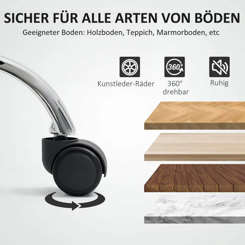 Scaun de birou HOMCOM, Scaun rotativ, Scaun de birou reglabil, cu role, Negru