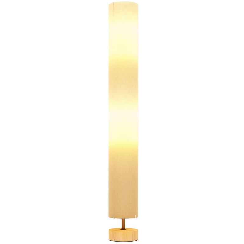 HOMCOM Lampadar de coloana din in pentru sufragerie cu comutator pe picior, 2 x soclu E27, 120 cm, bej