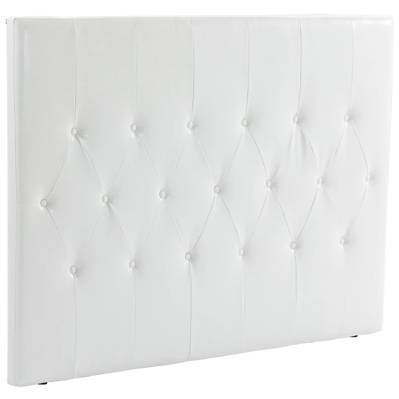 HOMCOM Căpătâi Pat Matrimonial Capitonată cu Design cu Nasturi, Spătar Pat din Piele PU și MDF, 160x7x120 cm, Alb