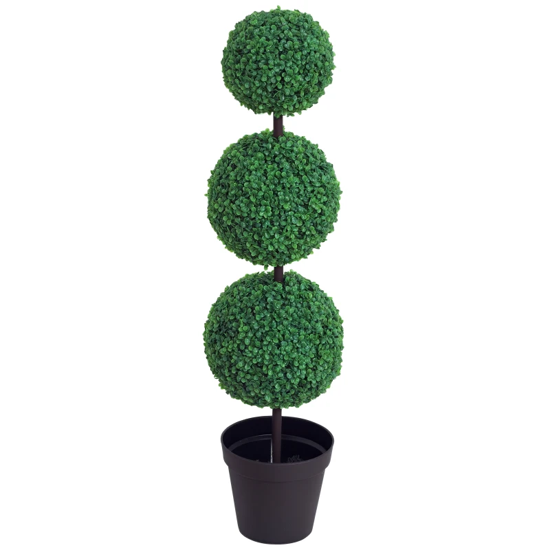 Outsunny Buștean Artificial topiari Artificială în Formă de Bile dim. Ø 30 x 112H cm Verde