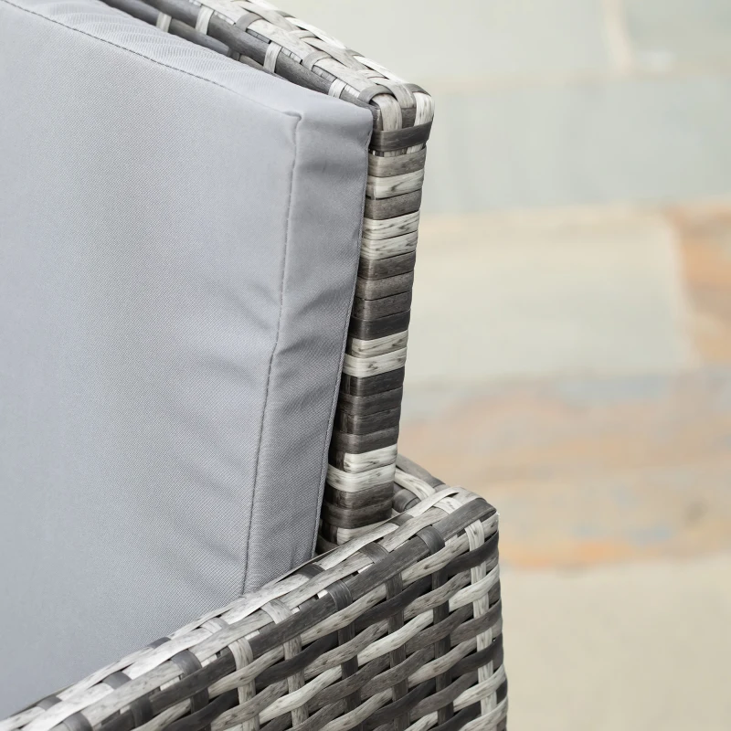 Outsunny Polyrattan Sitzgruppe pentru 4 persoane Essgruppe Gartenset Garnitur cu Pernă, Gri