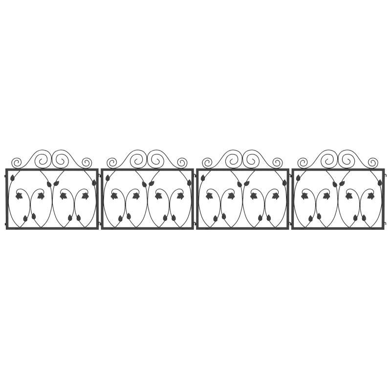 Outsunny Garduri pentru grădină exterioară, 4 panouri de 57x47,5 cm, din oțel cu unghi ajustabil, negru