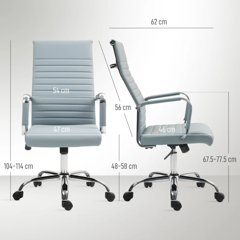 Vinsetto Scaun de birou, scaun rotativ cu functie de balansare, reglabil pe inaltime, piele artificiala, pana la 120 kg, Gri deschis