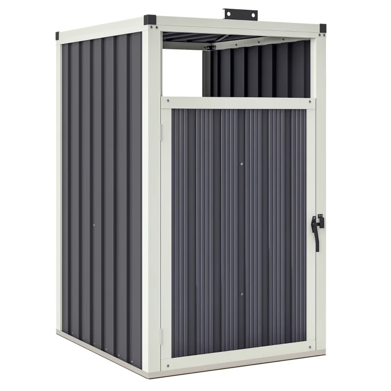 Outsunny Adăpost pentru 1 coș de gunoi 240L, adăpost de exterior pentru coș de gunoi, capac rabatabil 180°, oțel galvanizat 73 x 81 x 122 cm, gri închis
