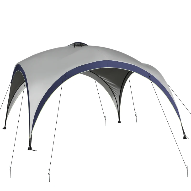 Outsunny Pavilion grădină Gartenzelt cort de petrecere cort de soare rezistent la intemperii, stalp metal + poliester crem + albastru 4 x 4 x 2,5 m