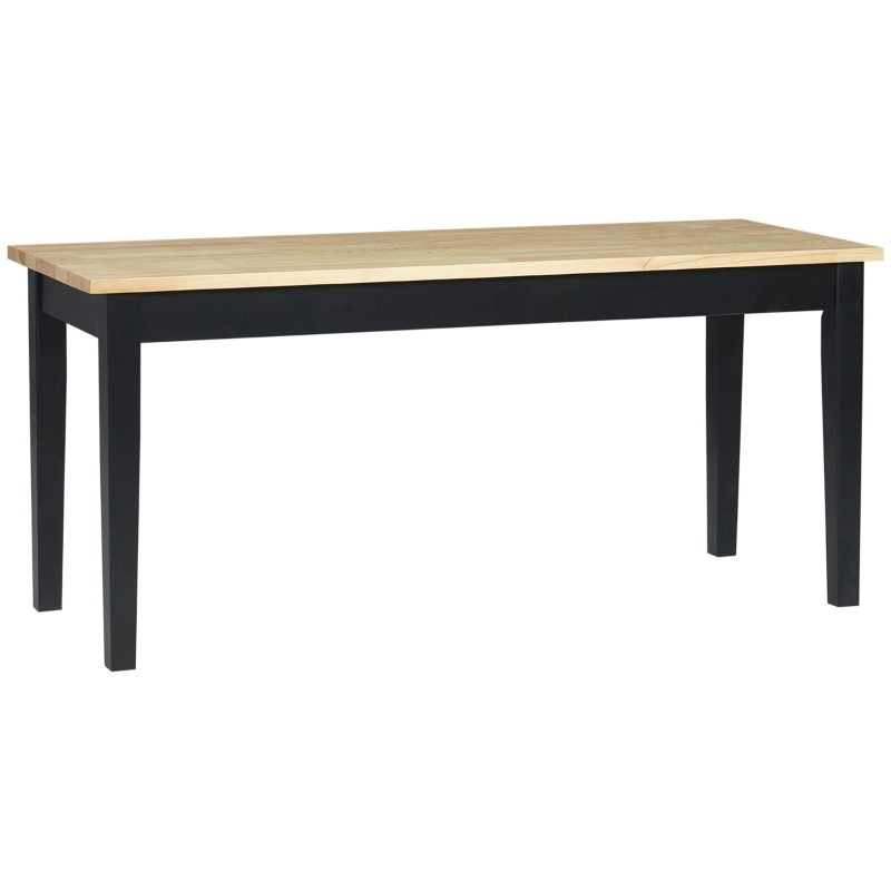 HOMCOM Banc din lemn pentru 2 persoane bicolore, cu șezut natural și picioare negre 102 x 36 x 45 cm