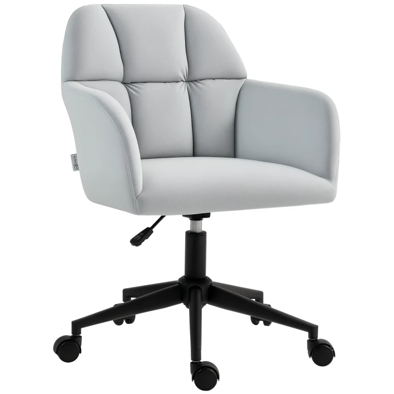 Vinsetto Scaun de birou, ergonomic, reglabil în înălțime, rotativ, cu aspect de catifea, până la 120 kg, Hellgrau