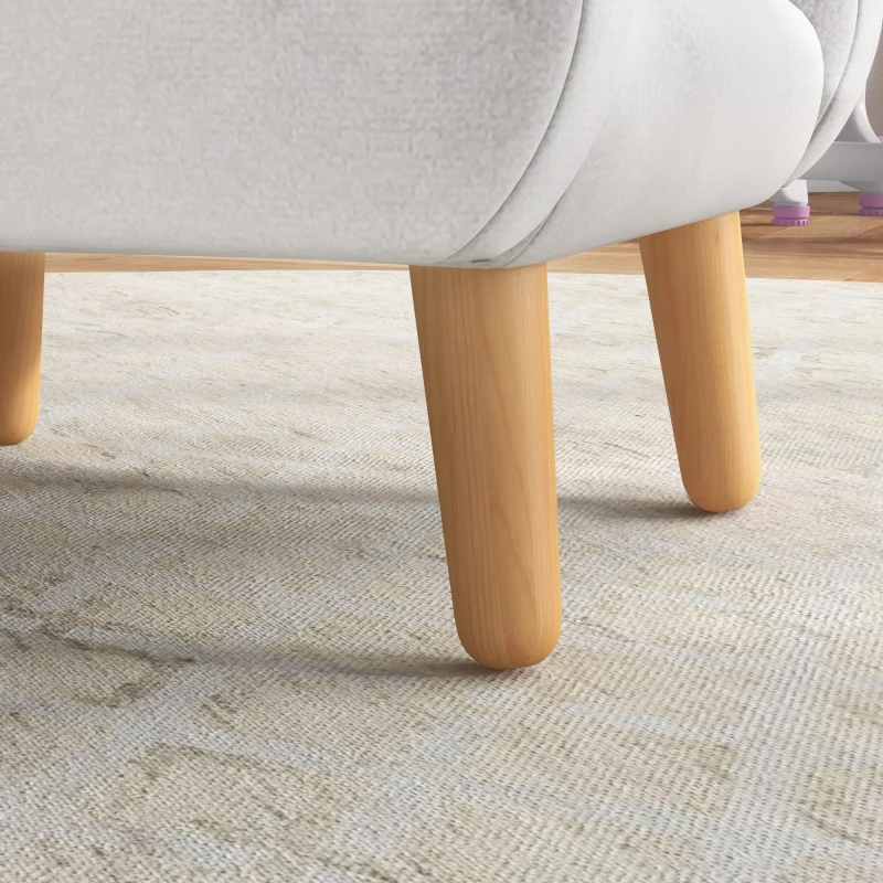 ZONEKIZ Poltrona per Bambini in Stile Scandinavo con Braccioli a Nuvola in Tessuto Bianco, 46x51x55 cm