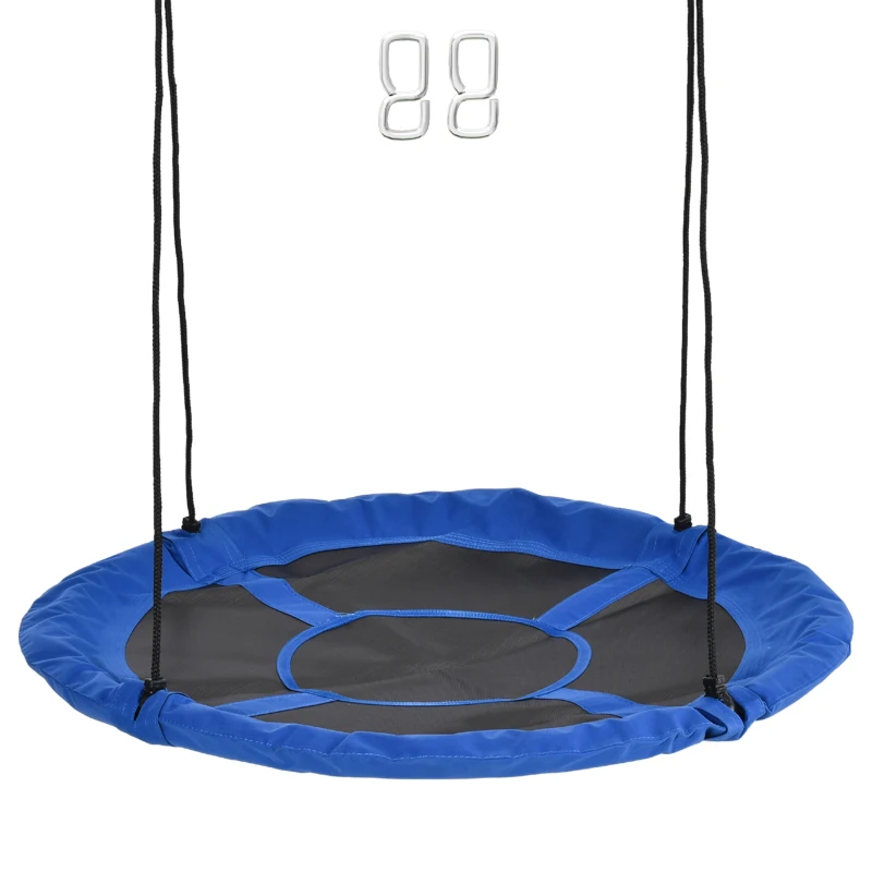 Outsunny Leagăn cu formă de cuib de pasăre rotundă Panier Ø 110 cm 4 inele incluse metal epoxidic Oxford de înaltă densitate Albastru
