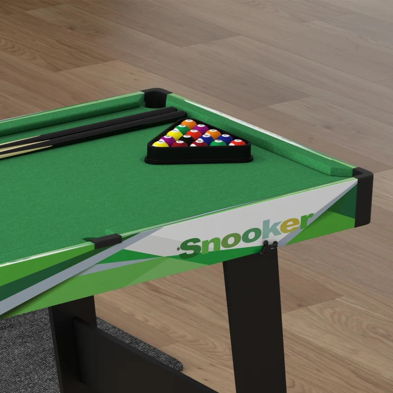 SPORTNOW Masă de biliard pliabilă cu accesorii 2 tacuri, 16 bile, triunghi, cretă, dim. 104L x 55,5l x 68H cm, tăpțis verde