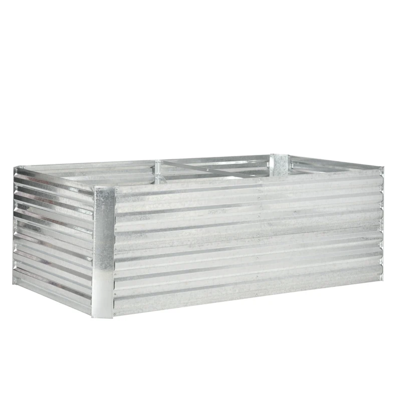 Outsunny Pat de grădină în formă de potager dreptunghiular cu tuburi de armare din oțel galvanizat 180 x 90 x 59 cm