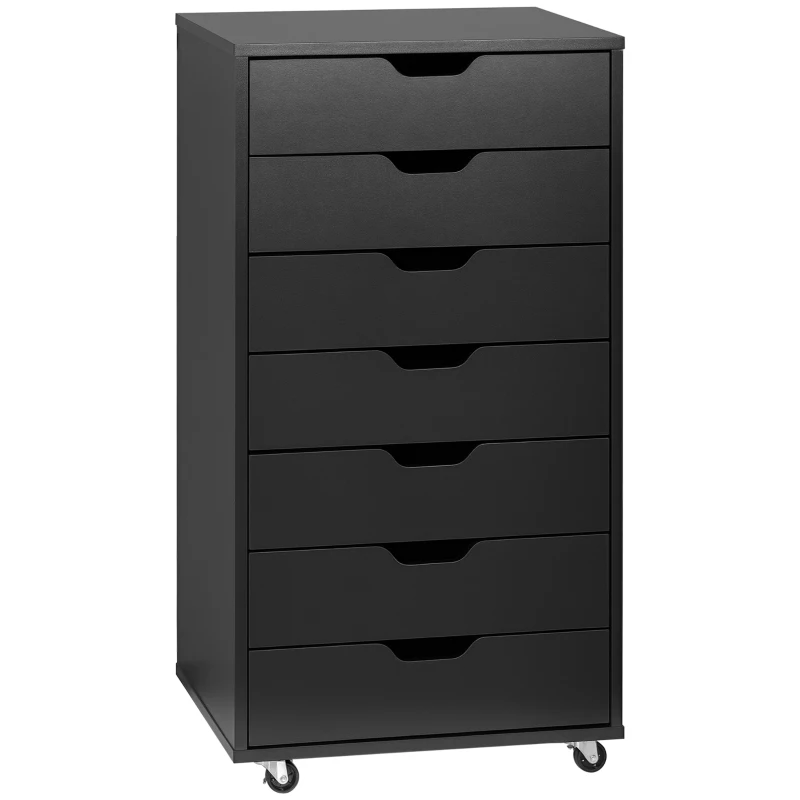 Vinsetto Sertar de birou cu roți, mobilier pentru depozitare de birou cu 7 sertare - organizator pentru documente, format A4 sau scrisori