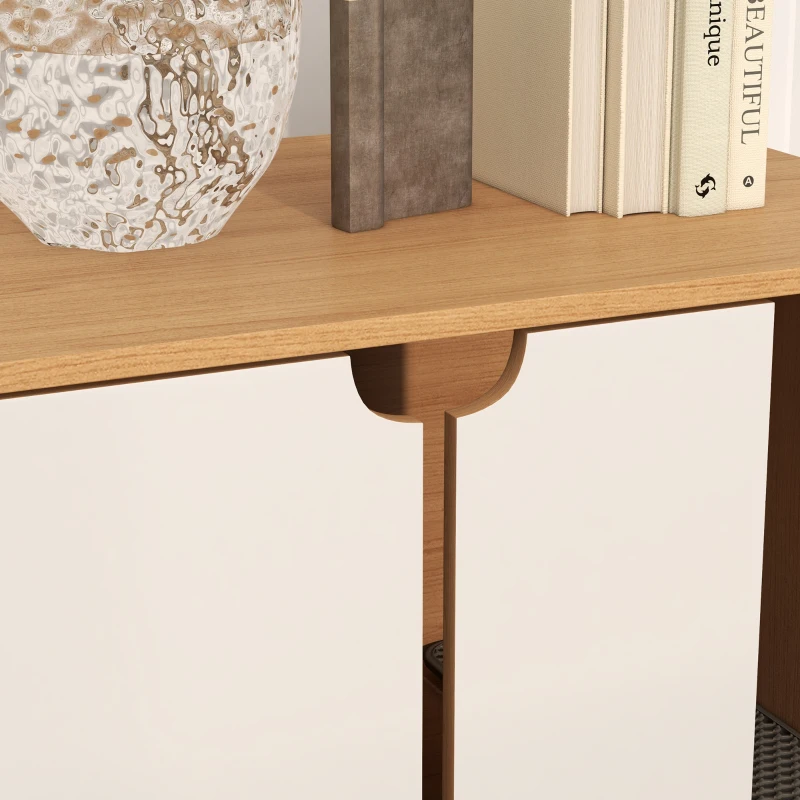 PawHut Mobilier pentru litieră, casă de toaletă pe picioare pentru pisici 2 în 1, uși, stil scandinav 80 x 48 x 48 cm natural și alb
