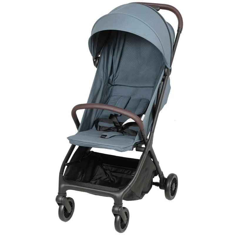 AIYAPLAY Carrito para Bebé Plegable Respaldo Reclinable Reposapiés Ajustable Capota Arnés de 5 Puntos Carga 15 kg Azul Oscuro