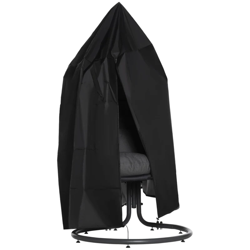 Outsunny Husă pentru fotoliu suspendat husă pentru fotoliu cocon material Oxford 210D cu fermoar Ø 115 x 190 cm negru