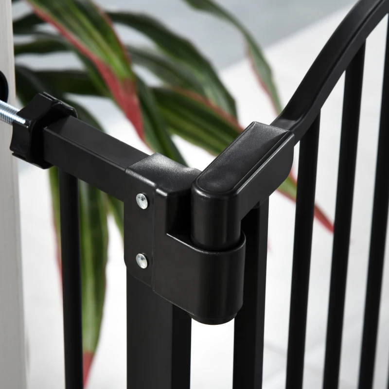 PawHut Barieră de securitate pentru câini extensibilă 74-80 cm închidere automată fixare cu presiune fără găurire negru