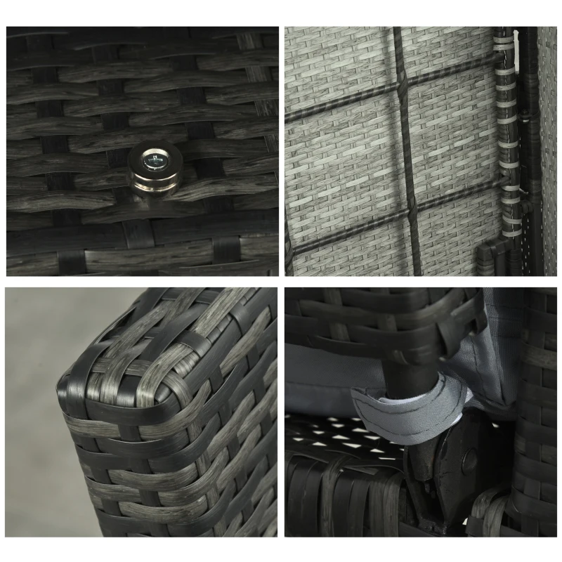 Outsunny Canapea de grădină 2 în 1 cu funcție de șezlong, taburet cu depozitare, perne, Gri, 130x72x96 cm