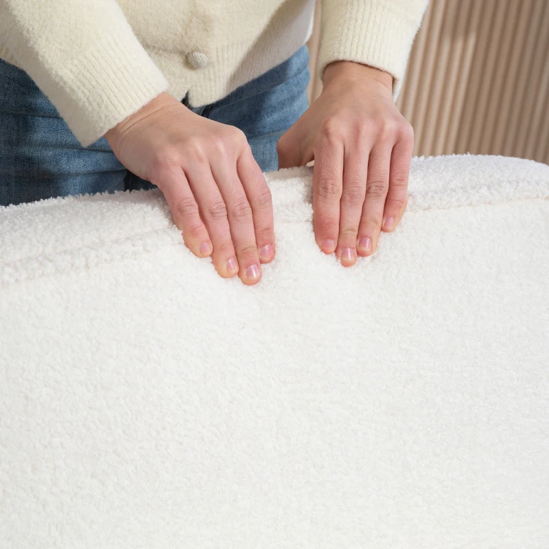 HOMCOM Fotoliu cu accent, Fotoliu tapitat cu material, Cadru din lemn de cauciuc, Fotoliu modern cu pernă, Alb